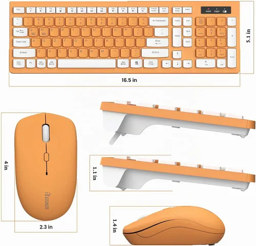 Vista 9 de Reccazr - Combo de teclado y mouse inalámbricos, teclado y mouse de tamaño completo 2.4G, inalámbrico, mouse ajustable de 3 DPI, teclado de doble