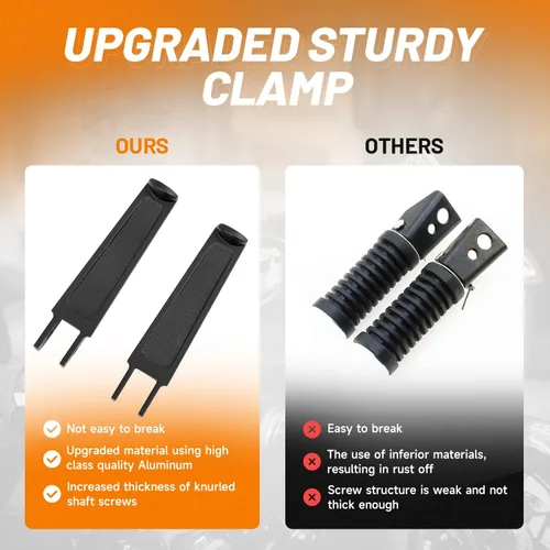 Vista 4 de Oumurs Estriberas abrazadera U compatible con 1 pulgada - 1.25 pulgadas 1 1/4 pulgadas protector de motor U-Clamp Estriberas compatibles con Harley