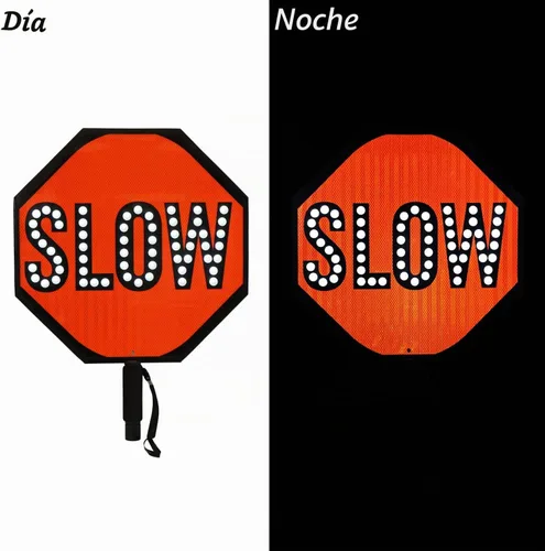 Vista 7 de SmartSign Paleta LED STOP SLOW – Señal de parada lenta reflectante de mano con asa, 18 pulgadas de doble cara, modos de luz LED