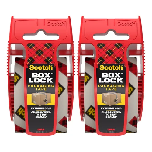 Vista 8 de Cinta de embalaje Scotch Box Lock, cinta de embalaje transparente, cinta adhesiva de agarre extremo para cajas de envío navideño, 1.88 pulgadas x