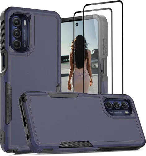Vista 24 de Jeylly para Moto G Stylus 5G 2021 Funda con [2 Pack] Protector de Pantalla de Vidrio Templado, Protección Grado Militar Anti-Arañazos, Funda A