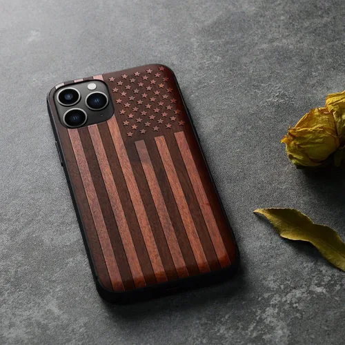 Vista 8 de Carveit Funda de madera para iPhone 11 Pro Max [madera real dura y TPU suave negro] a prueba de golpes, protector de teléfono de madera único