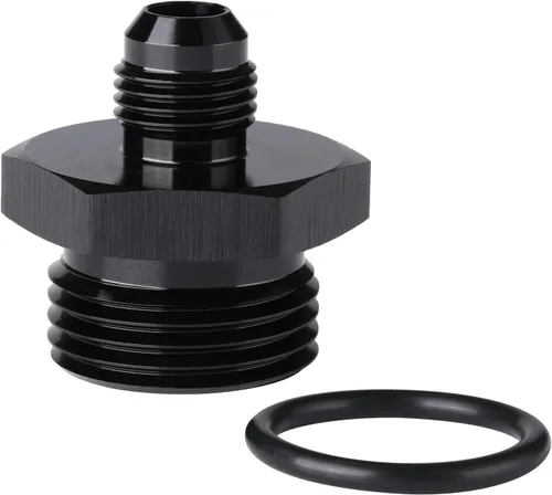 Vista 35 de 4AN macho a 4AN ORB con junta tórica Boss adaptador de riel de bomba de combustible de aluminio negro