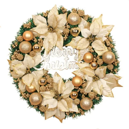Vista 7 de Ochine Corona de bolas de Navidad de 16 pulgadas, guirnalda de Navidad artificial, decoración de fiesta para el hogar, puerta delantera, decoración