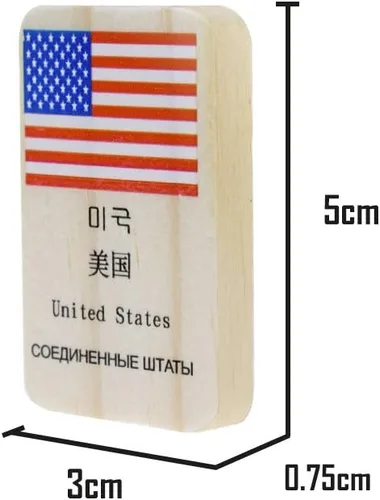 Vista 3 de HSOMiD Juguetes educativos de madera para niños Bandera del Mundo Aprendizaje Juguete Educativo (Domino)