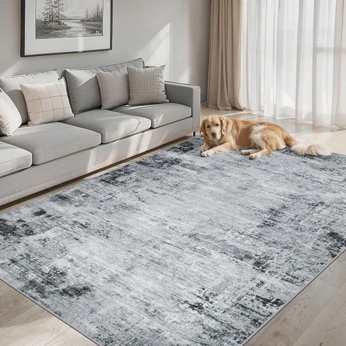 Vista 35 de Area Rugs - Alfombra para sala de estar, 4 x 6, lavable, moderna, abstracta, suave, neutra, antideslizante, grande para interiores, resistente a