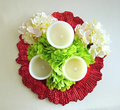 Vista 7 de OccasionS" - 20 cargadores redondos de plástico acrílico de 13 pulgadas, para decoración de cenas (coral en rojo)