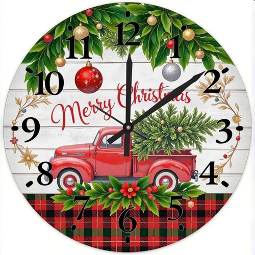 Vista 7 de Farmhouse Silent Wooden Wall Clock Non-Ticking Battery Operated 10" Retro Rustic Arabic Numerals Colorful Decorative Small Wall Clocks for Living