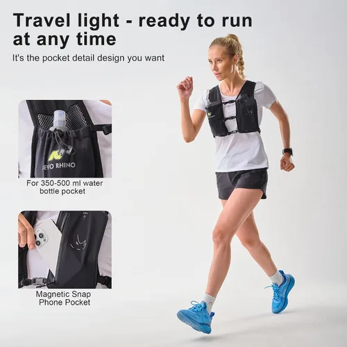 Vista 3 de Chaleco para correr con Botella Blanda de 350 ML de TPU, Chaleco Pequeño de Agua para Correr - Correas de Pecho Ajustables, Chaleco Ligero