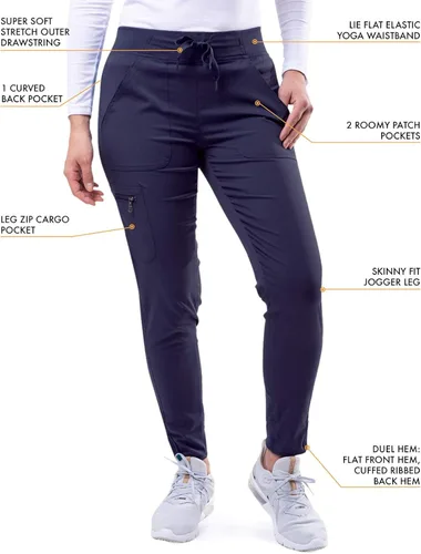 Vista 4 de Adar Pro - Conjunto de ropa quirúrgica con mejora de movimiento para mujer blusa médica con cuello en V y pantalón médico deportivo y para yoga