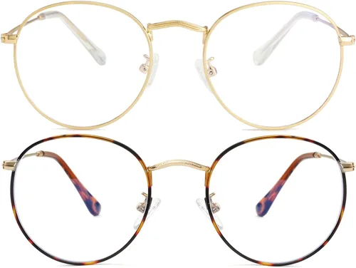 Vista 26 de Kursan Gafas clásicas redondas de metal transparente para mujeres y hombres, lentes sin receta