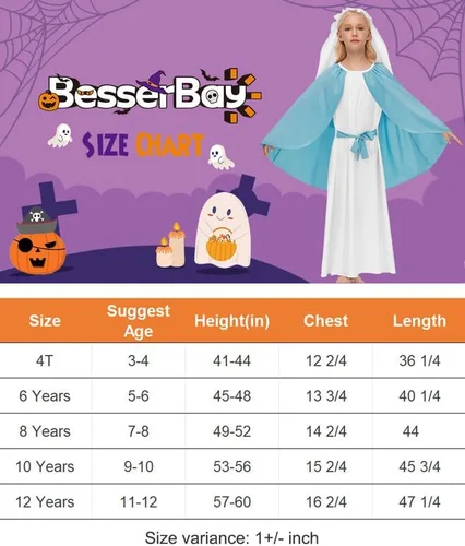 Vista 7 de BesserBay Disfraz de Cape Mary azul para niñas de 4 a 12 años