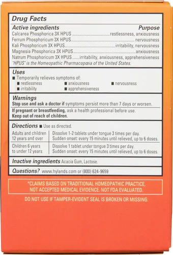 Vista 3 de Hyland's Tabletas para aliviar el estrés tónico nervioso, alivio natural de la inquietud, nerviosismo y síntomas de irritabilidad, 50