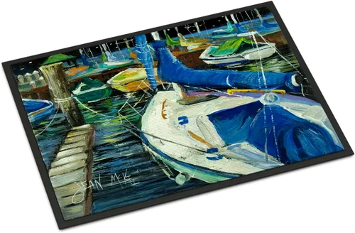 Vista 211 de Caroline's Treasures JMK1017JMAT - Tapete de caza de rana garza azul, 24 x 36 pulgadas, tapete para puerta delantera, interior y exterior