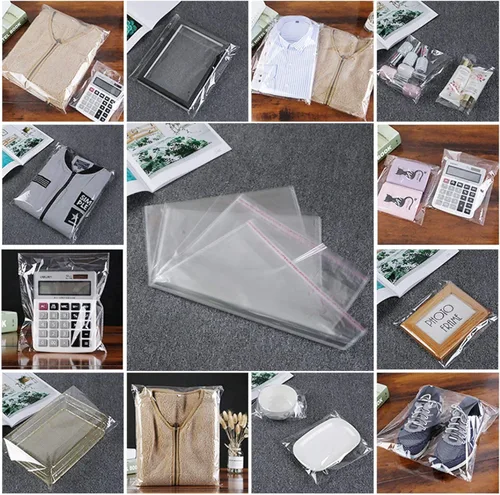 Vista 9 de Bolsas de celofán transparente de 18 x 24 pulgadas, 100 bolsas grandes de celofán autosellables, bolsa de plástico autoadhesiva para embalaje, ropa