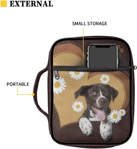 Vista 4 de Lovely 3D Dog Daisy Puppy Paw Print - Fundas grandes de la Biblia con bolsillo con cremallera y asa, bolsas ligeras para la Biblia y bolsa