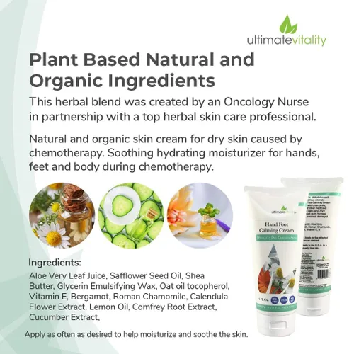 Vista 4 de UltimateVitality Crema de manos para pies para pacientes oncológicos, crema hidratante natural y orgánica intensiva para pieles irritadas sensibles