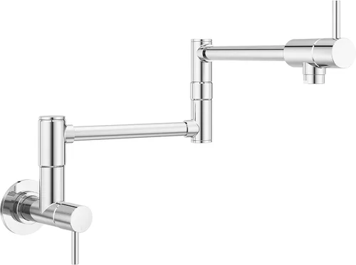 Vista 10 de Pfister Lita Pot Filler - Grifo de cocina, 2 asas, montaje en pared, un solo agujero, acabado dorado cepillado, GT533PFBG