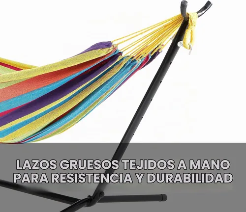 Vista 3 de Bliss Hammocks Hamaca de 60 pulgadas de ancho y soporte integrado con funda de transporte y accesorios para colgar en interiores, exteriores, junto