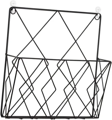 Vista 6 de Homoyoyo Estantería decorativa para oficina, cestas de almacenamiento de pared, soportes de estante de alambre, soporte para revistas, estante