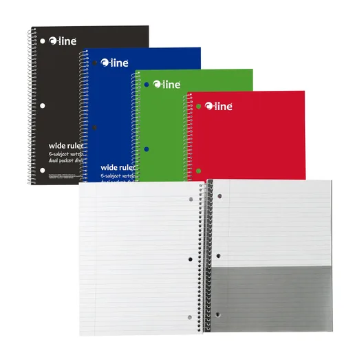Vista 7 de C-Line Cuaderno de 5 materias, rayas anchas, 1 cuaderno, el color puede variar (22051)