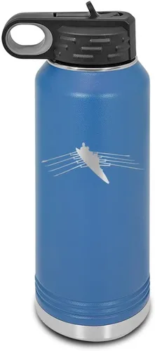 Vista 10 de Row - Botella de agua grabada con láser personalizable de acero inoxidable con pajilla, color azul marino, 32 onzas