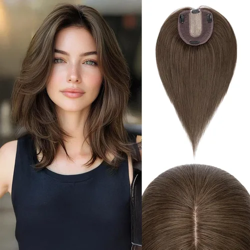 Vista 108 de Rich Choices Pelucas con topper de cabello para mujeres, cabello humano real 100% Remy, sin flequillo, para mujeres con adelgazamiento en la parte