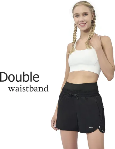 Vista 5 de MELOO Women's Athletic Running Shorts - Summer Drawstring Elastic Comfy Sweat Shorts - High Waist Lightweight Running Shorts