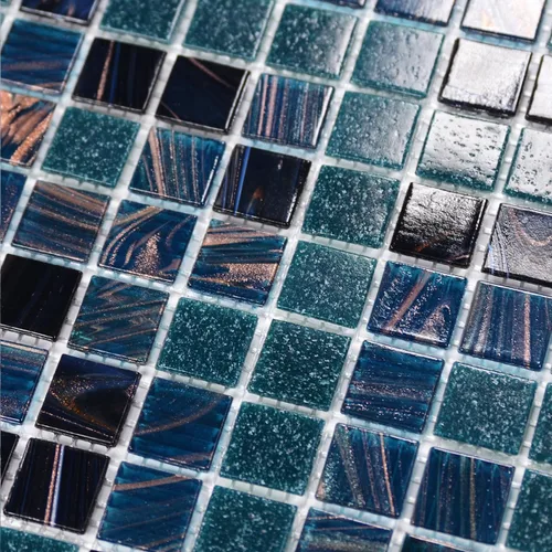 Vista 12 de Azulejo de mosaico de vidrio azul azul celeste de 11.5 pies cuadrados