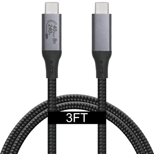 Vista 6 de Cable USB4 de 1 pie compatible con Thunderbolt 3, Thunderbolt 4 y USB-C, compatible con pantalla HD de 8K, transferencia de datos de 40 gbps, carga