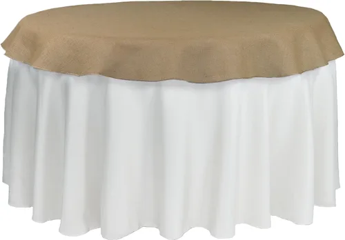 Vista 2 de Your Chair Covers - Mantel redondo de yute rústico de yute natural de 60 pulgadas para bodas, fiestas, cocina, hogar, comedor