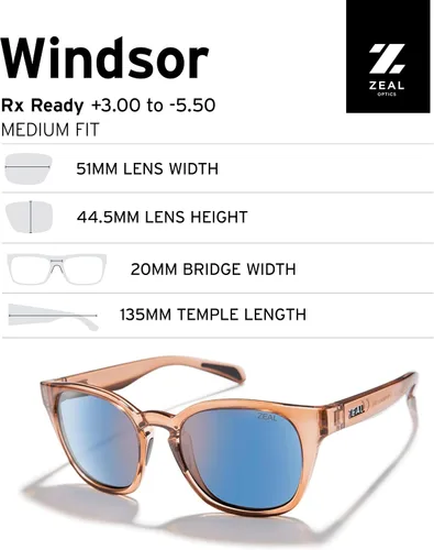 Vista 13 de Zeal Optics - Windsor - Polarized Sunglasses Women and Men - Plant-Based Sunglasses with Proflex Rubber for Stability