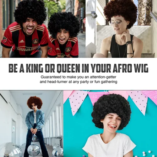 Vista 6 de United States of Oh My Gosh # 1 peluca corta y esponjosa de afro resistente al calor sintético unisex para hombres y mujeres para cosplay divertida