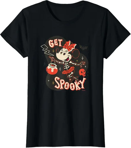 Vista 47 de Disney Disfraz de esqueleto de Minnie Mouse para Halloween, camiseta espeluznante Negro