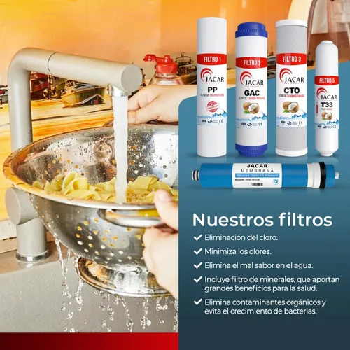 Vista 3 de Juego de repuesto de filtro de agua de ósmosis inversa de 5 etapas con membrana RO de 50 GPD, kit de sistema de filtro de agua RO para debajo