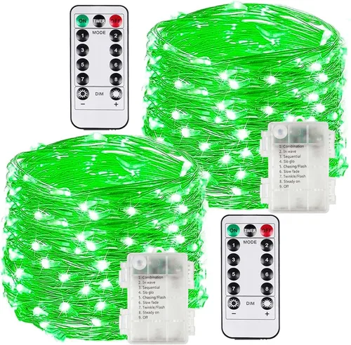 Vista 17 de Serie de luces LED RGB parpadeantes que cambian de color, funciona con pilas, para decoración de interiores y exteriores, con temporizador y control