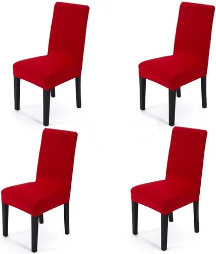 Vista 11 de Paquete de 4 fundas protectoras para sillas de comedor, tela elástica de elastano, lavables a máquina, fundas de asiento extraíbles para el hogar