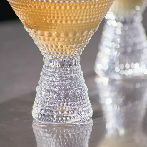 Vista 5 de LEMONSODA Hobnail Copas de Martini Rosa/Transparente Copas de Cóctel Vintage (9oz) para Martini, Cóctel, Margarita, Cosmopolitan, Manhattan