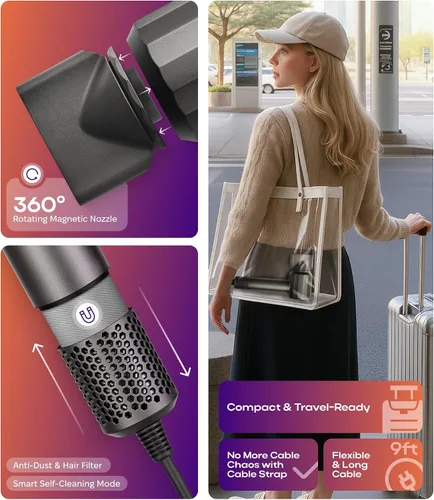 Vista 5 de BIZOND Secador de pelo iónico para mujeres y hombres, motor profesional de alta velocidad de alta calidad de 110,000 RPM, 1600 W de potencia, iones