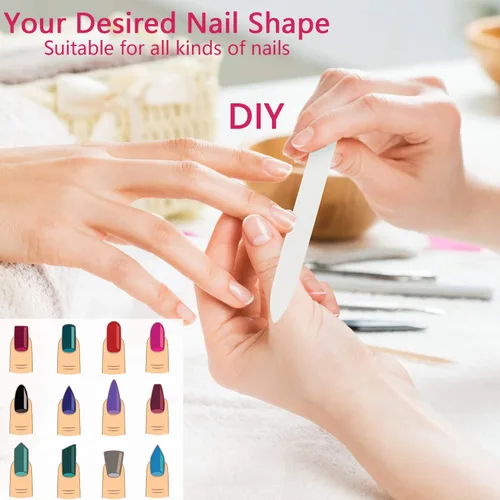 Vista 5 de Lima de uñas de vidrio en estuche, lima de uñas de cristal, lima checa, lima de uñas grabadas de doble cara para arte de uñas y cuidado de uñas