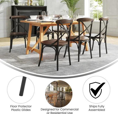 Vista 4 de Taylor & Logan Silla de comedor con espalda cruzada raspada a mano Lara en madera de fruta