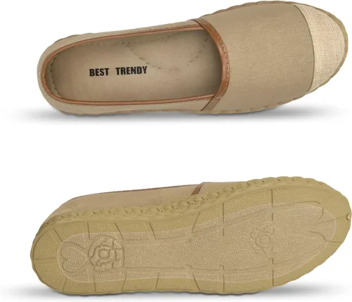 Vista 5 de BEST TRENDY Mocasines sin cordones para mujer, zapatos de lona de caña baja, antideslizantes, a la moda, zapatos casuales, Marrón