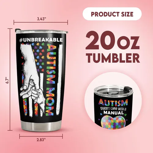 Vista 6 de 34HD Regalo para el Día de la Madre para mamá con autismo – Vaso irrompible para mamá con conciencia sobre el autismo, taza para mamá