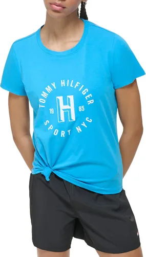 Vista 4 de Tommy Hilfiger Camiseta suave estampada con nudo frontal para mujer