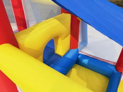 Vista 4 de Baralir Casa inflable de rebote para niños de 3 a 6 años, puente para niños pequeños con tobogán y piscina de agua (con cubierta solar), perfecto
