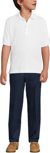 Vista 3 de Lands' End Camisa polo entrelazada de manga corta para uniforme escolar para niños