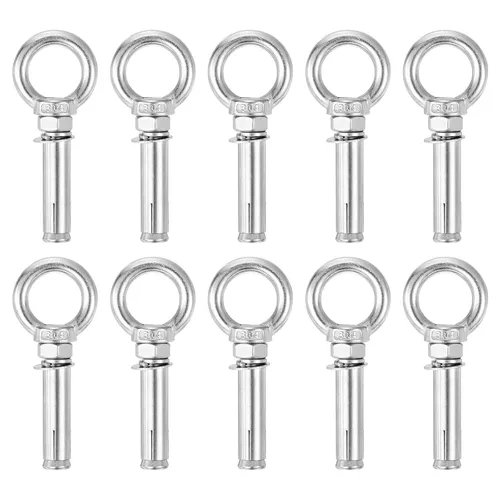 Vista 15 de uxcell Aro de elevación de la expansión, 8pcs M6x50mm 304 tornillo de expansión de acero inoxidable con anillo de ojo para pared de ladrillo
