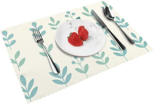 Vista 17 de Rectangular Placemats Set of 4, Heat Resistant Litchi Printed Kitchen Dining Table Mats
