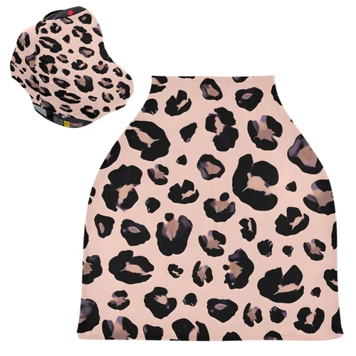 Vista 8 de Fundas de asiento de coche de leopardo rosa y negro, funda de lactancia materna, suave y transpirable, cobertura elástica, funda de cochecito