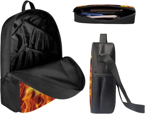 Vista 47 de HUGS IDEA Juego de 3 bolsas escolares con aislamiento térmico para el almuerzo, estuche para lápices